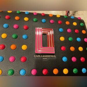 Karl Lagerfeld Paris Simone Black Leather Crossbody Handbag New w/tags